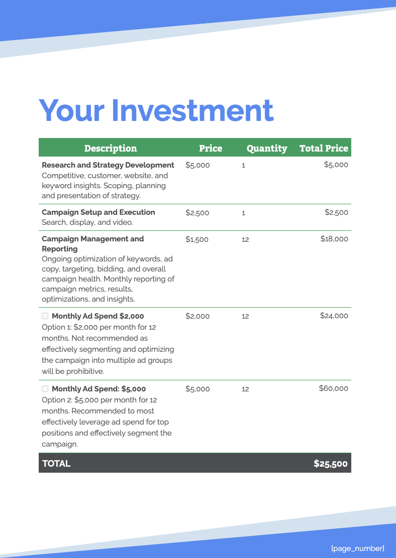 AdWords & PPC Proposal Template